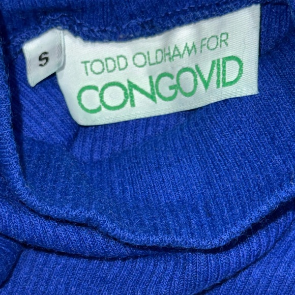 🧥👜 TODD OLDHAM for CONGOVID Ribbed Wool Turtleneck | Royal Blue 90s Minimalist S - Picture 3 of 4